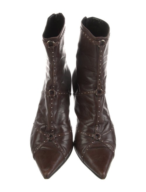 Christian Dior Leather Studded Accents Lace-Up Boots