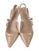 Christian Dior Patent Leather Bow Accents Slingback Pumps