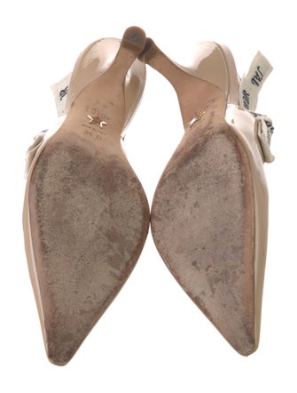Christian Dior Patent Leather Bow Accents Slingback Pumps