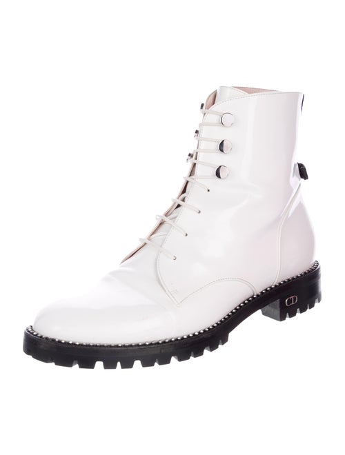 Christian Dior Patent Leather Crystal Embellishments Combat Boots