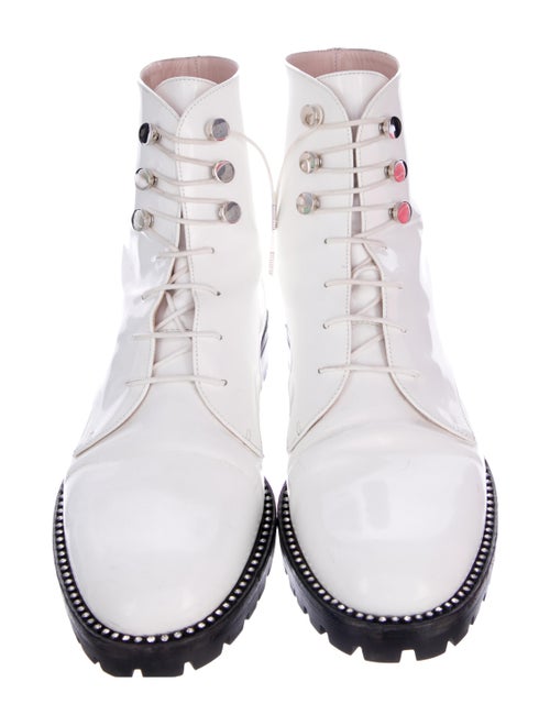Christian Dior Patent Leather Crystal Embellishments Combat Boots