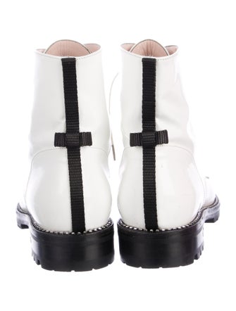 Christian Dior Patent Leather Crystal Embellishments Combat Boots