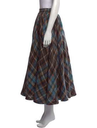 Christian Dior Plaid Print Midi Length Skirt