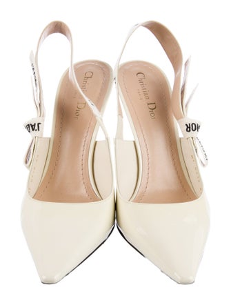 Christian Dior Patent Leather Bow Accents Slingback Pumps
