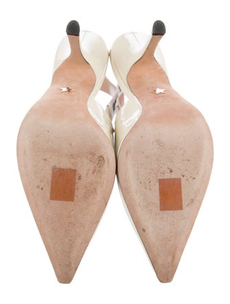 Christian Dior Patent Leather Bow Accents Slingback Pumps