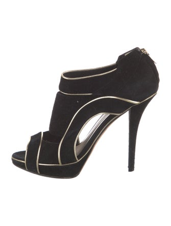 Christian Dior Suede Leather Trim Embellishment Sandals