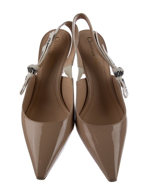 Christian Dior Patent Leather Bow Accents Slingback Pumps