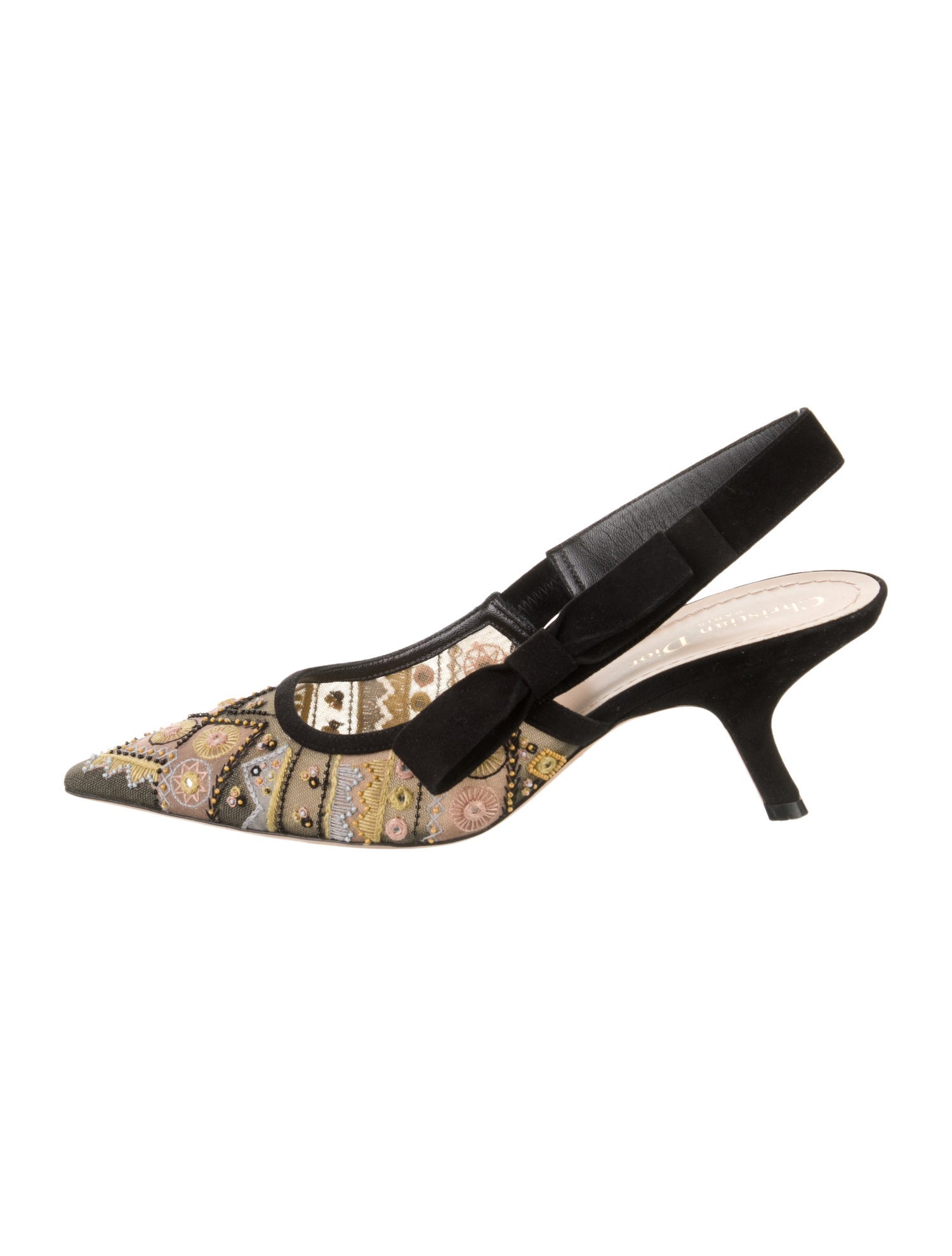 Christian Dior Suede Printed Slingback Pumps