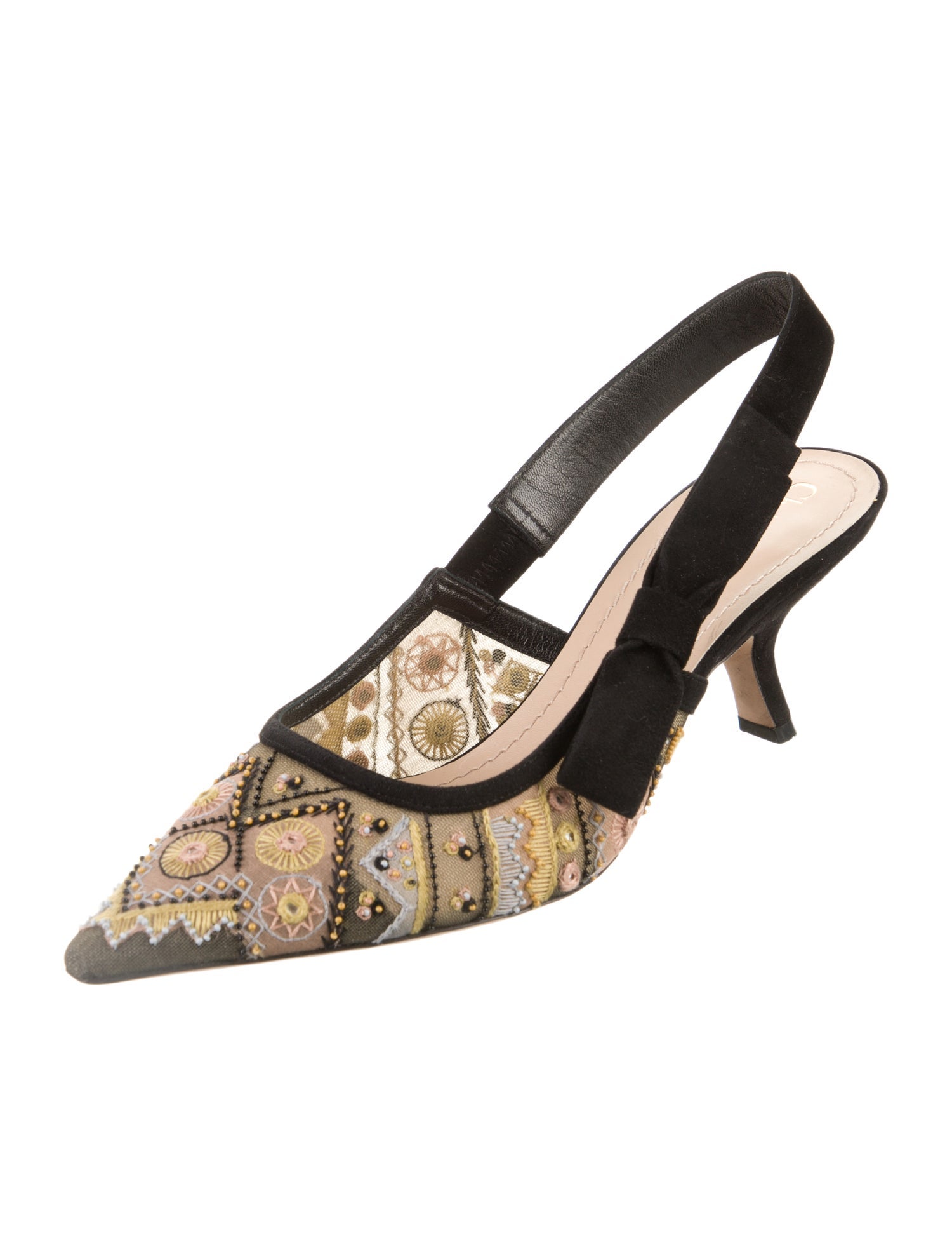 Christian Dior Suede Printed Slingback Pumps