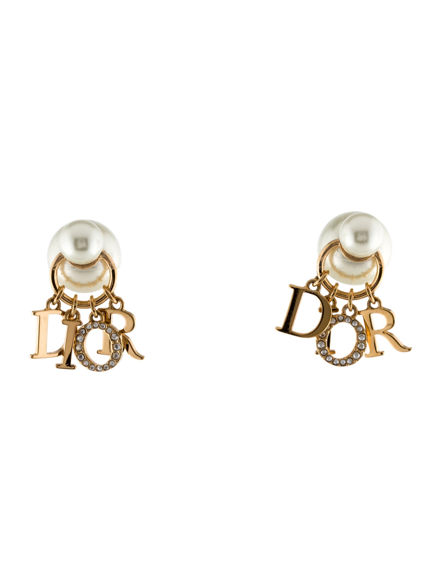 Christian Dior Faux Pearl & Crystal Dior Tribales Stud Earrings