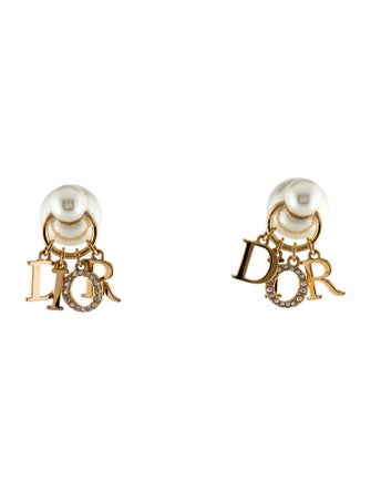 Christian Dior Faux Pearl & Crystal Dior Tribales Stud Earrings