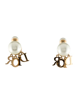 Christian Dior Faux Pearl & Crystal Dior Tribales Stud Earrings