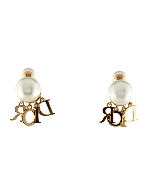 Christian Dior Faux Pearl & Crystal Dior Tribales Stud Earrings
