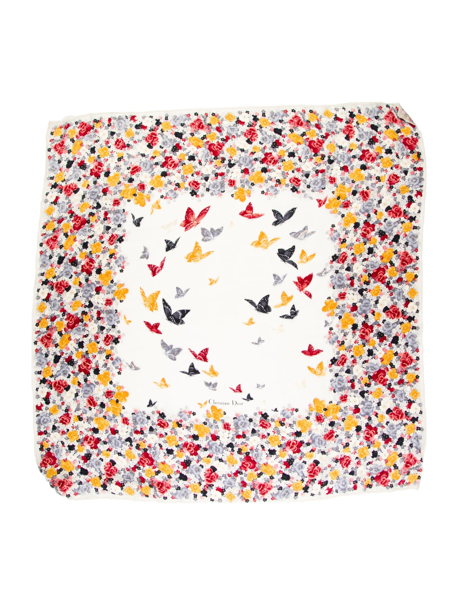 Christian Dior Silk Floral Print Scarf