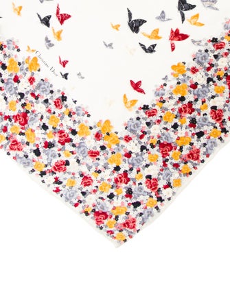 Christian Dior Silk Floral Print Scarf