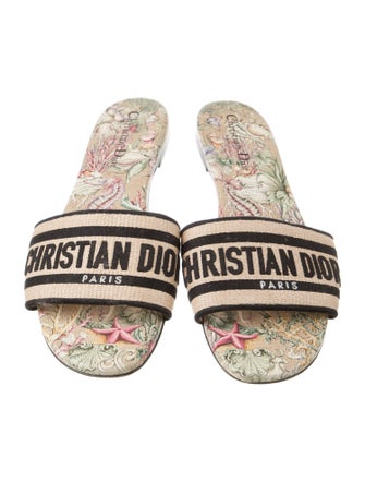 Christian Dior Graphic Print Embroidered Accent Slides