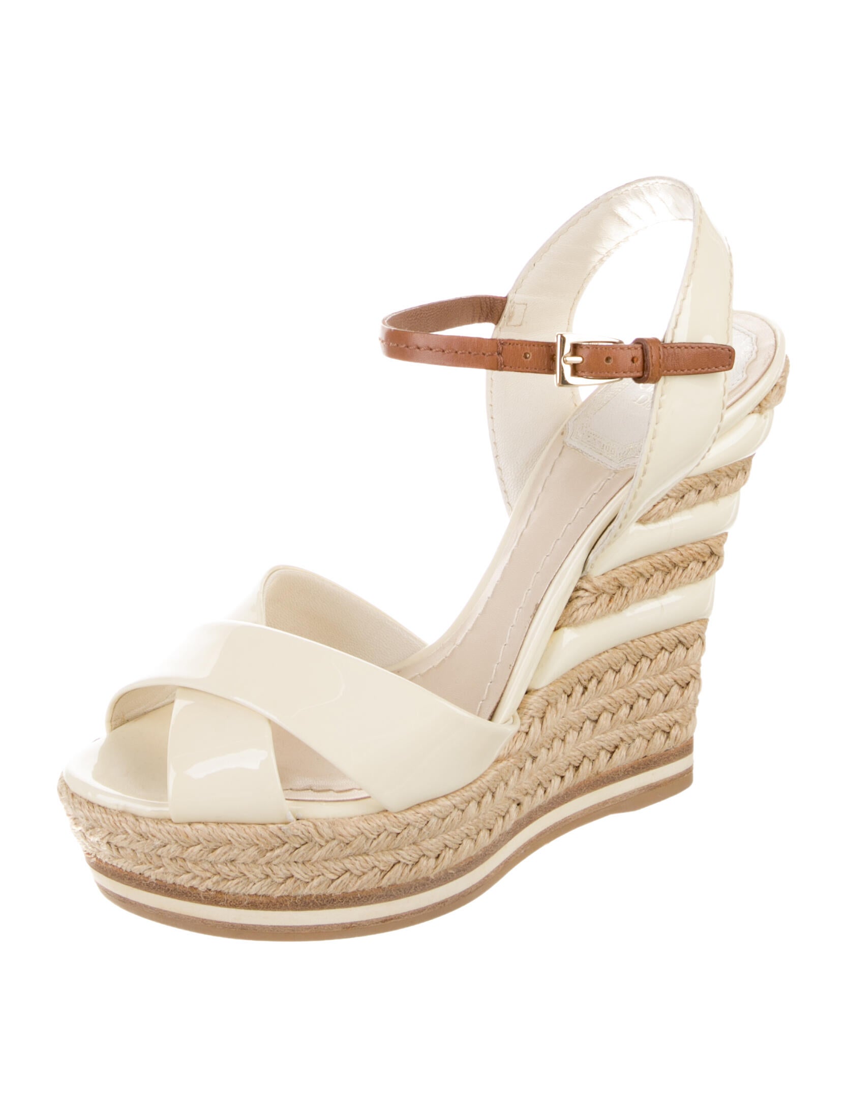 Christian Dior Patent Leather Colorblock Pattern Espadrilles