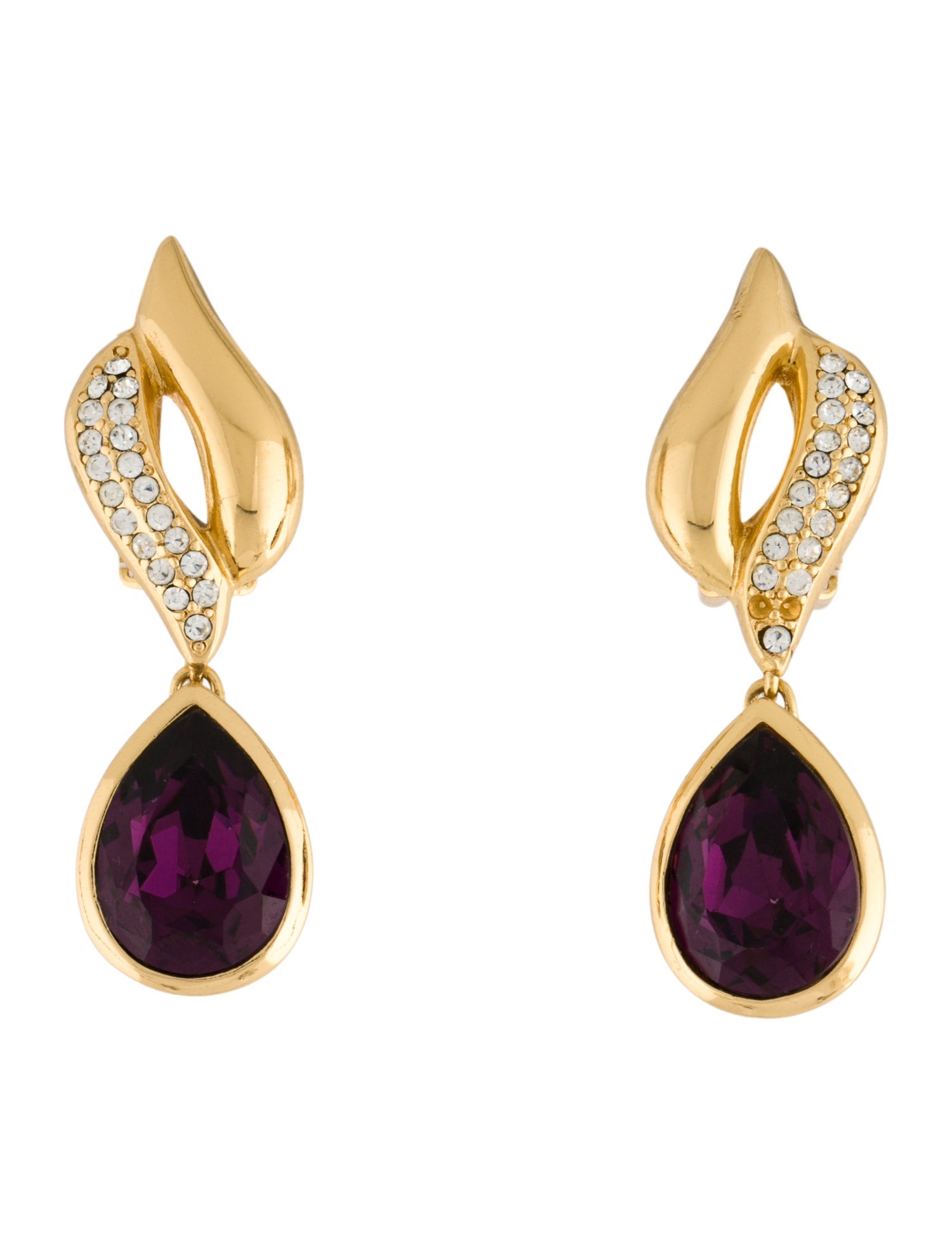 Christian Dior Vintage Crystal Clip-On Drop Earrings