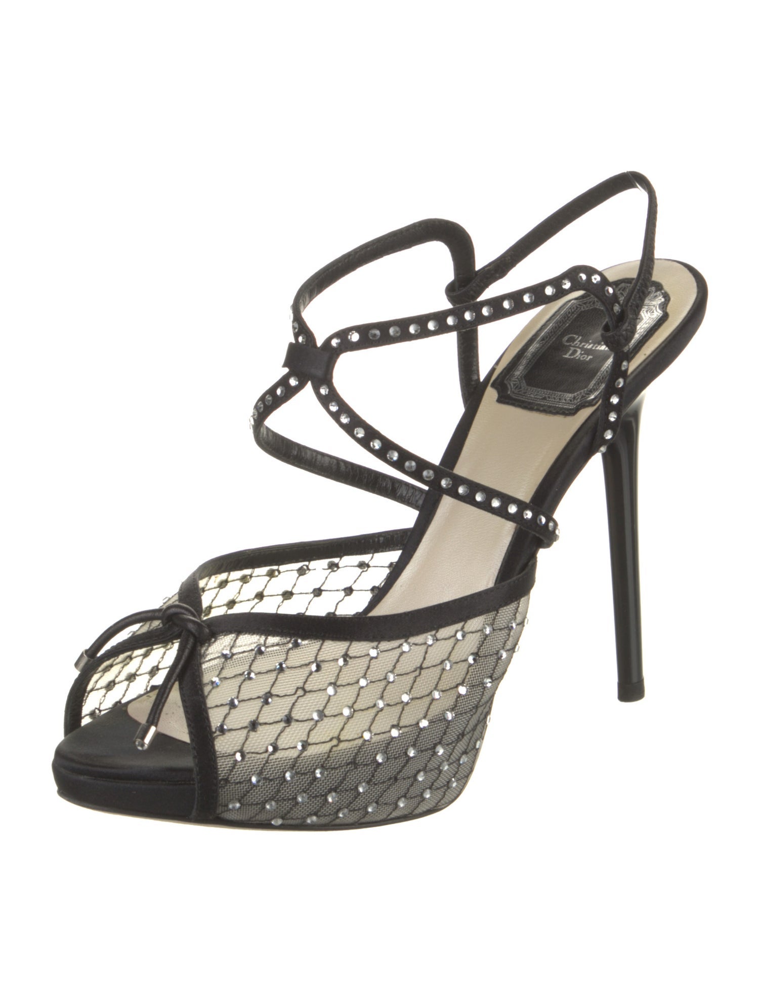 Christian Dior Satin Mesh Accents Sandals