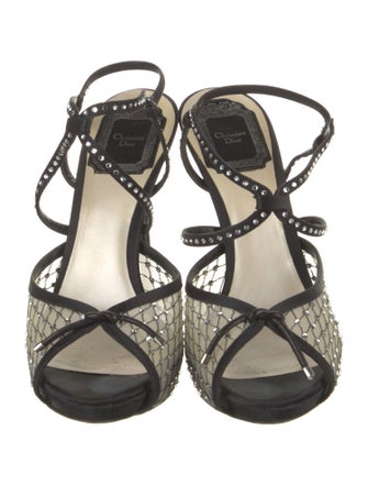 Christian Dior Satin Mesh Accents Sandals
