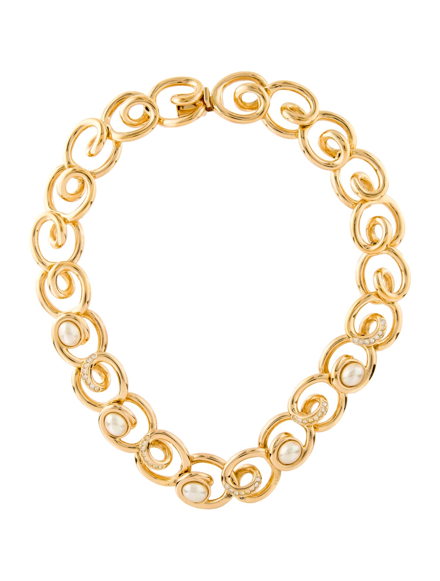 Christian Dior Vintage Faux Pearl & Crystal Collar Necklace