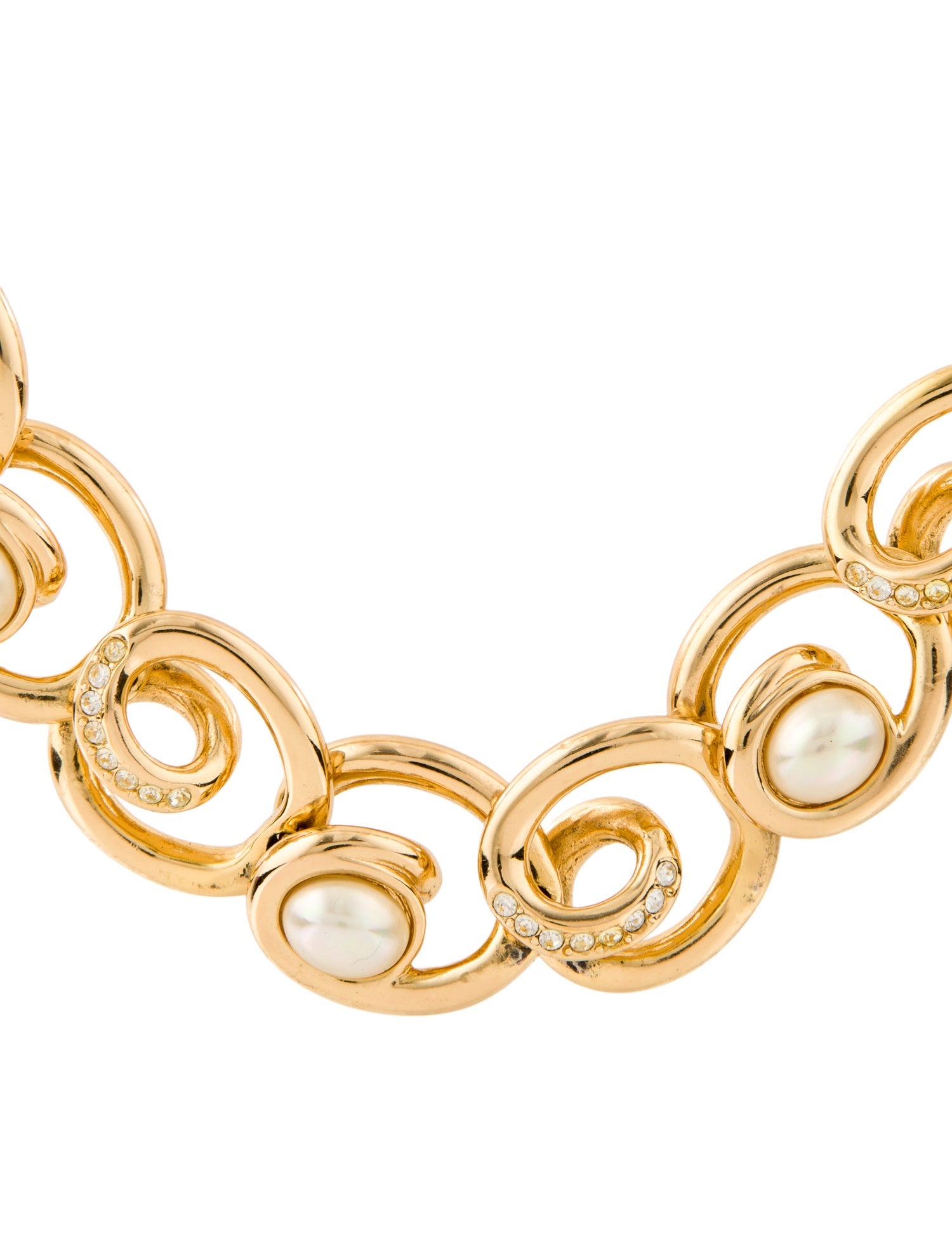 Christian Dior Vintage Faux Pearl & Crystal Collar Necklace