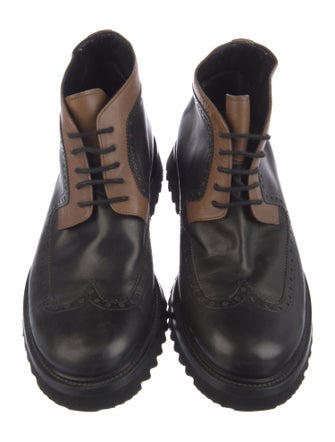 Christian Dior Oblique Jacquard Leather Lace-Up Boots