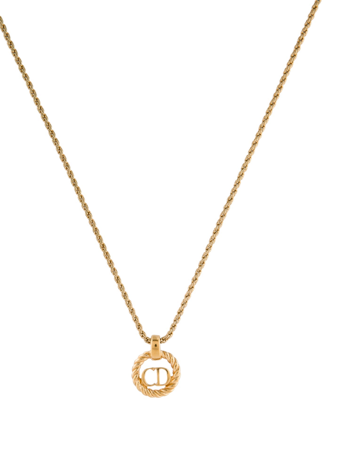 Christian Dior Vintage Rope CD Pendant Necklace