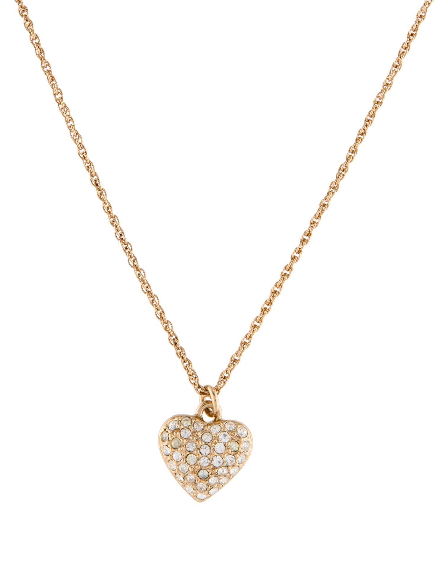 Christian Dior Vintage Crystal Heart Pendant Necklace