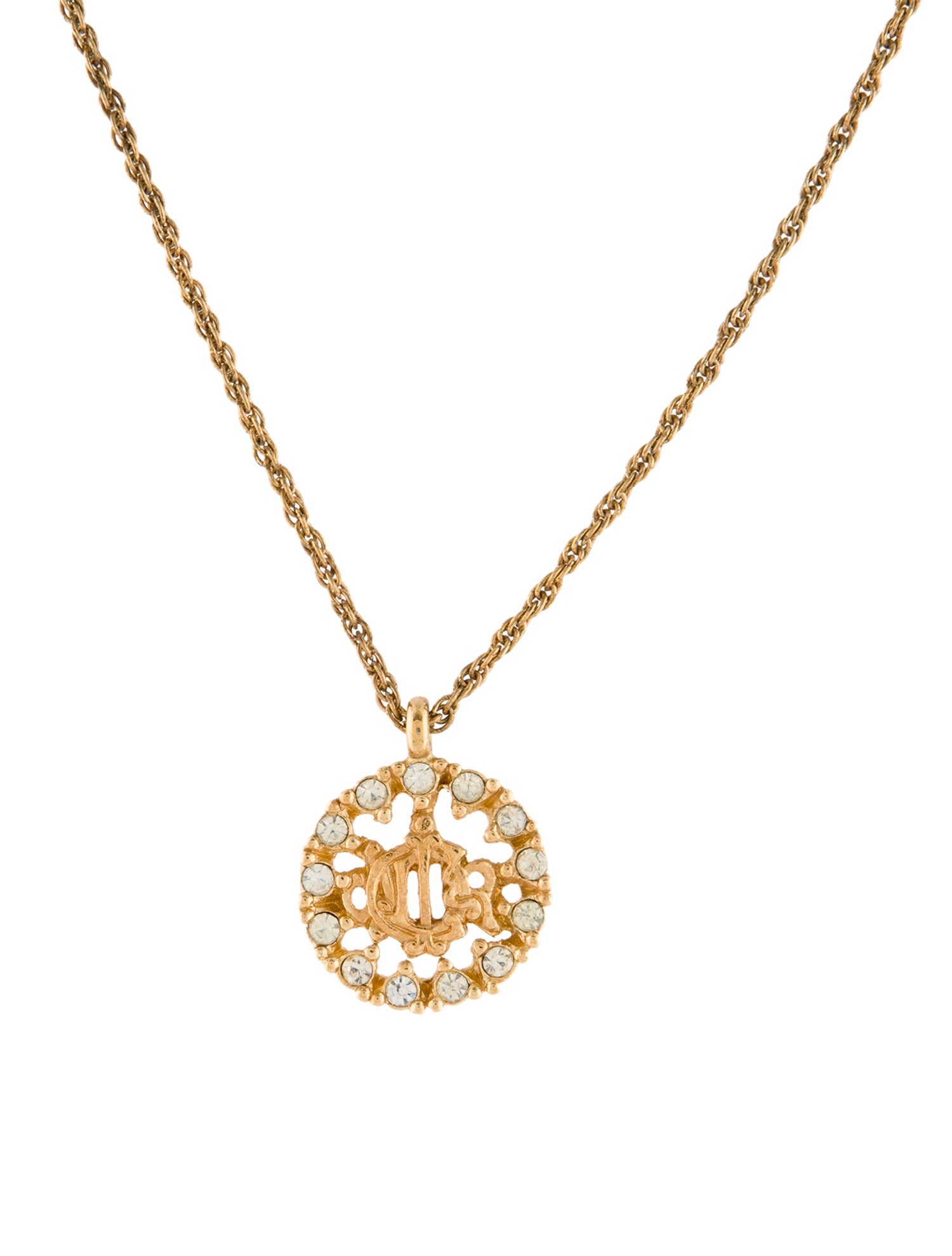 Christian Dior Vintage Crystal Pendant Necklace