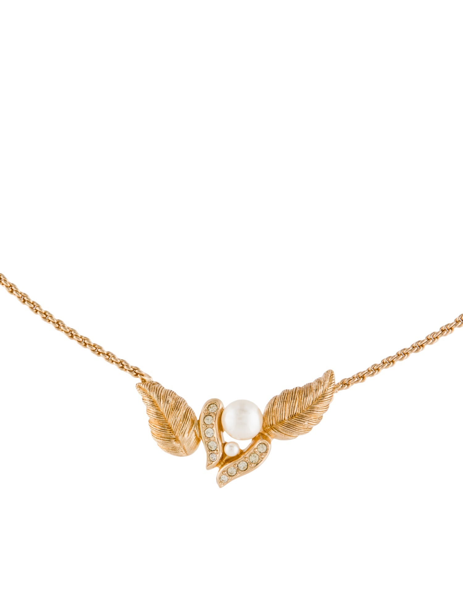 Christian Dior Vintage Faux Pearl & Crystal Collar Necklace