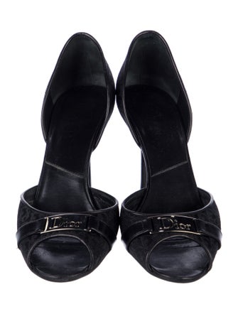 Christian Dior Canvas Studded Accents D'Orsay Pumps