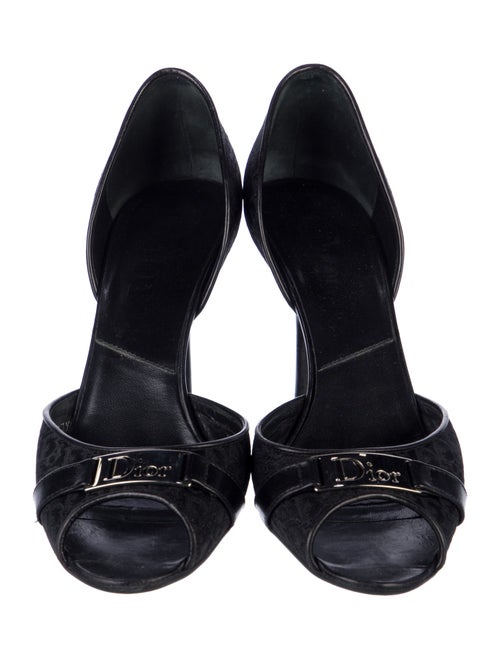 Christian Dior Canvas Studded Accents D'Orsay Pumps