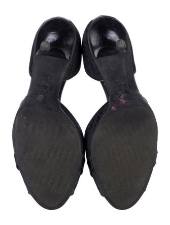 Christian Dior Canvas Studded Accents D'Orsay Pumps