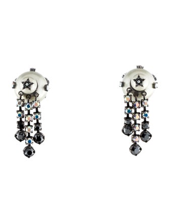 Christian Dior Faux Pearl & Crystal Tribales Butterfly Drop Earrings