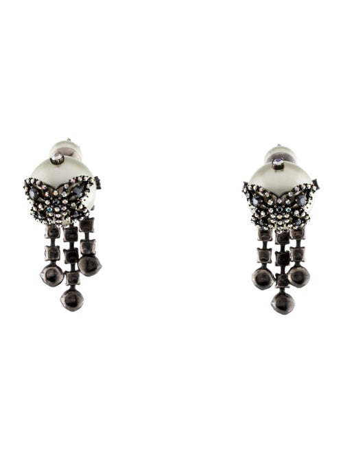 Christian Dior Faux Pearl & Crystal Tribales Butterfly Drop Earrings