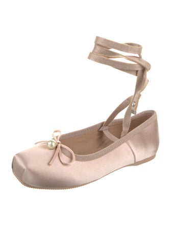 Christian Dior Faux Pearl Accents Satin Ballet Flats