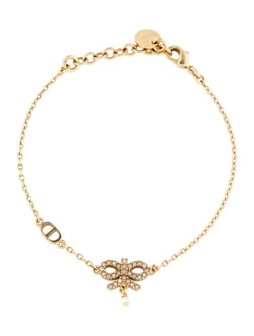 Christian Dior Pearl & Crystal Bow Charm Bracelet