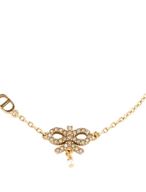 Christian Dior Pearl & Crystal Bow Charm Bracelet