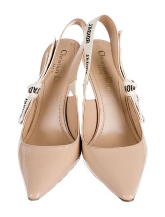 Christian Dior Patent Leather Graphic Print Slingback Pumps