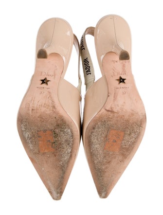 Christian Dior Patent Leather Graphic Print Slingback Pumps