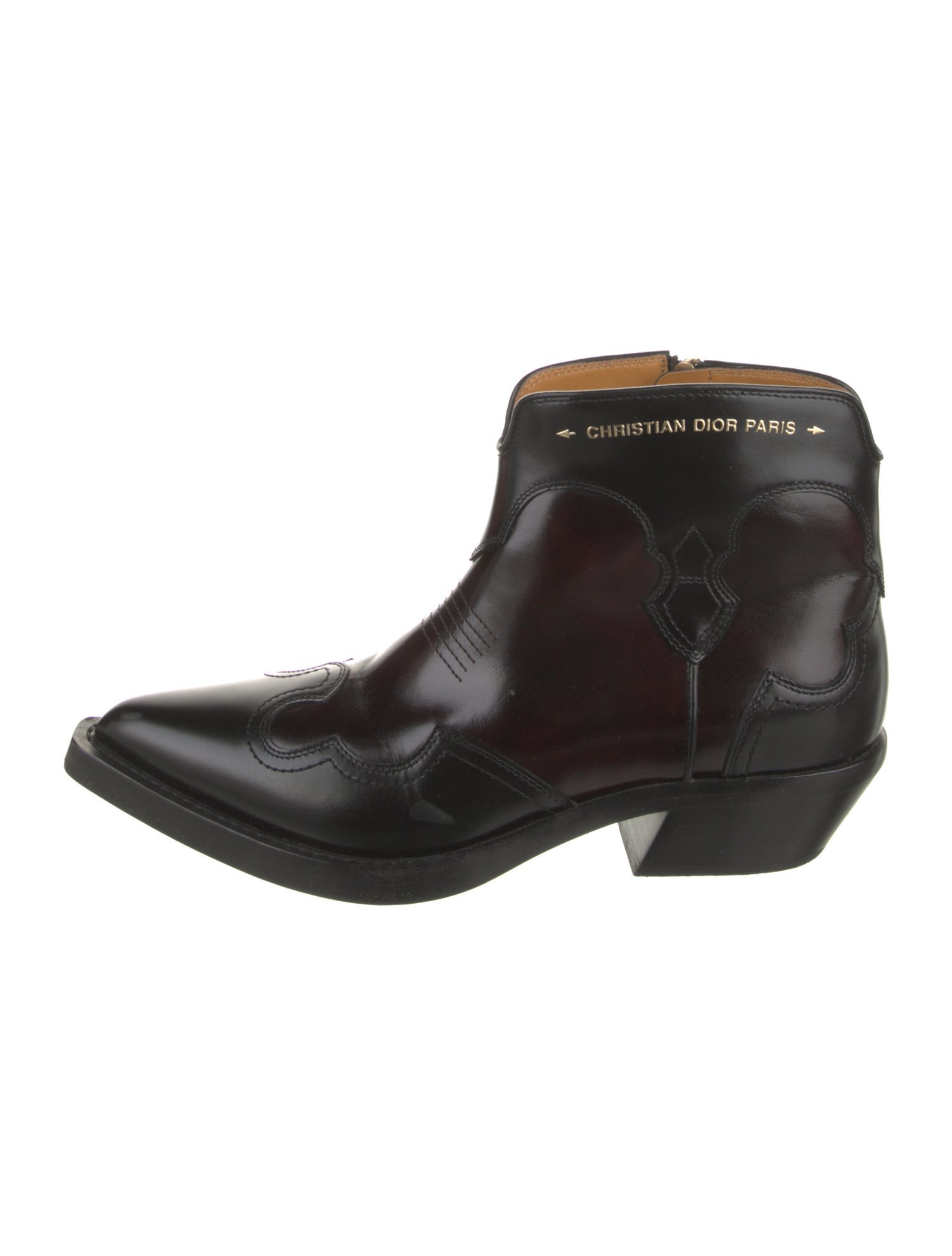 Christian Dior Leather Leather Trim Embellishment Western Boots