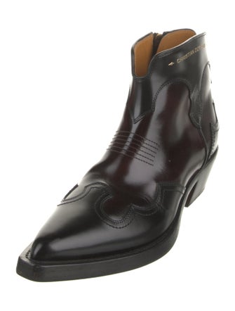 Christian Dior Leather Leather Trim Embellishment Western Boots