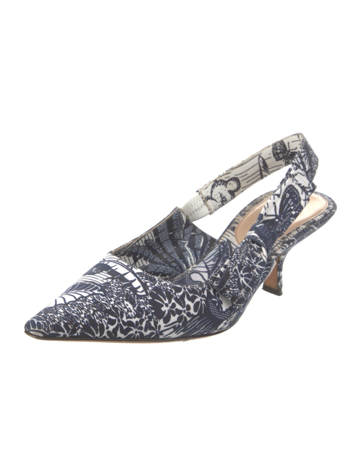 Christian Dior Printed Bow Accents Slingback Pumps