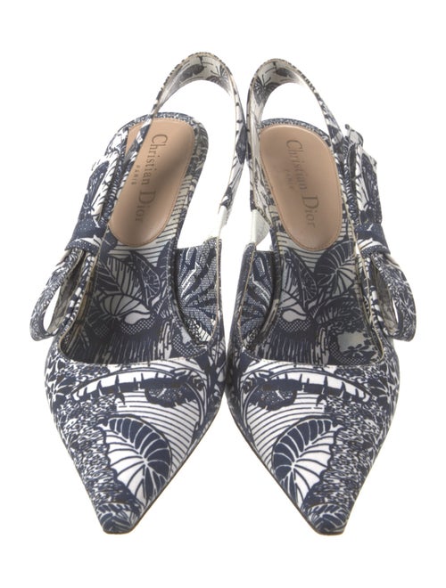 Christian Dior Printed Bow Accents Slingback Pumps