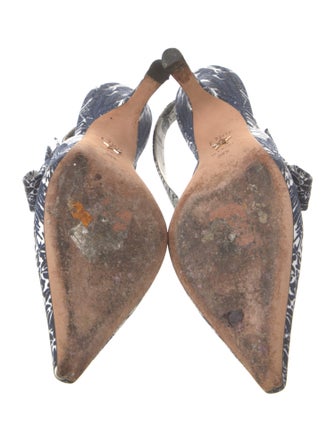 Christian Dior Printed Bow Accents Slingback Pumps