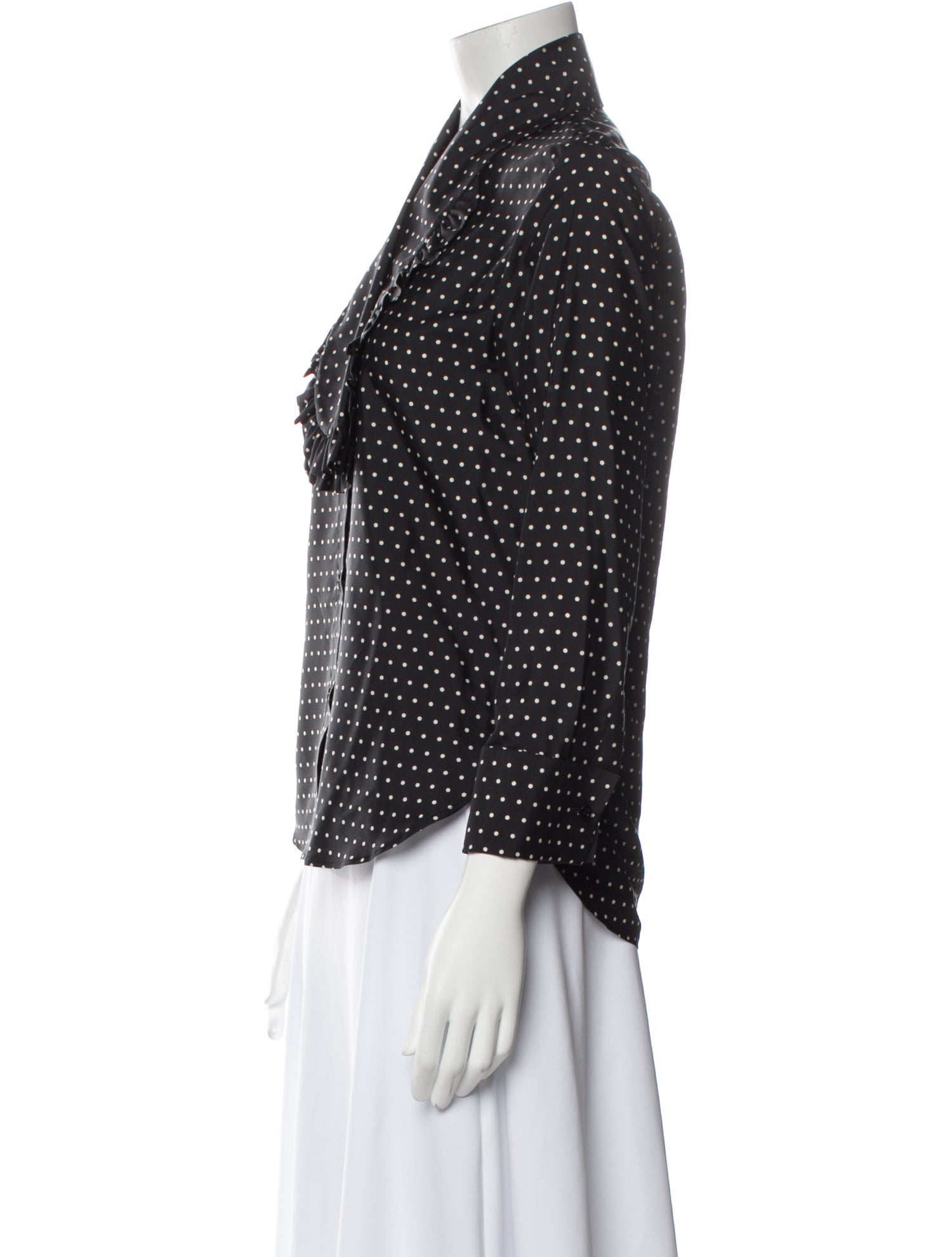 Christian Dior Silk Polka Dot Print Button-Up Top