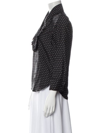 Christian Dior Silk Polka Dot Print Button-Up Top