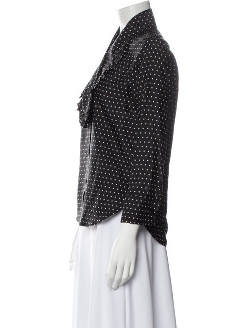 Christian Dior Silk Polka Dot Print Button-Up Top
