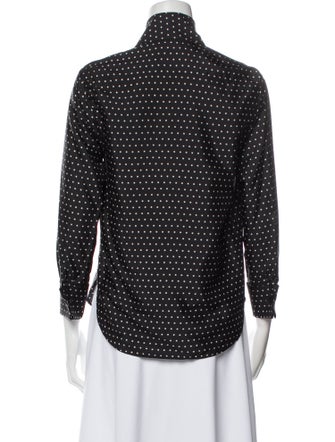 Christian Dior Silk Polka Dot Print Button-Up Top